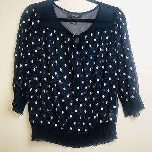 Style & CO. Petite small blue & white sheer top